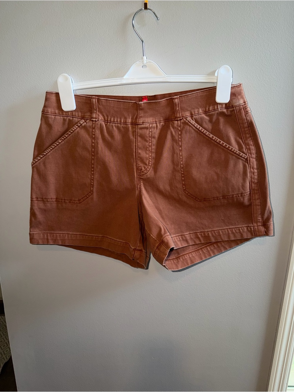SPANX Rust Brown Front-Pocket Jean Shorts